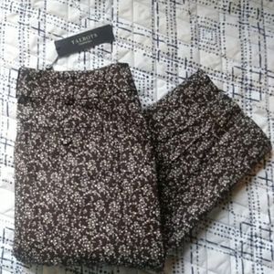 Brown & White Floral Capri Pants
